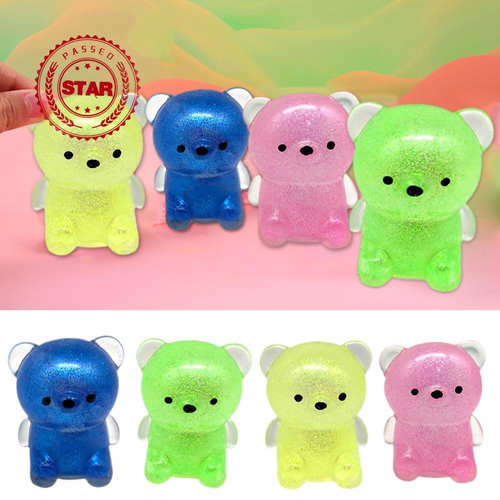 Đồ Chơi Bóp Nén Giảm Căng Thẳng Hình Chú Gấu Màu Vàng Hồng Dễ Thương M7X1