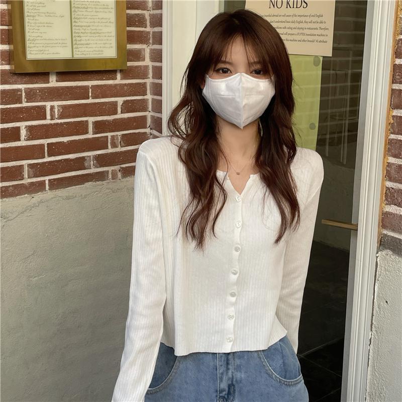 Áo Khoác Cardigan Dệt Kim Mỏng Tay Dài Chống Nắng Màu Trắng Thời Trang Mùa Hè Hàn Quốc Mới Cho Nữ