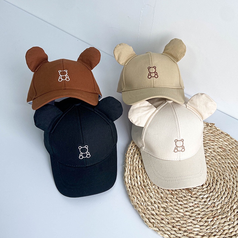 Mũ Lưỡi Trai Vải Cotton Thêu Hình Gấu / Vịt Dễ Thương Thời Trang Mùa Hè Cho Bé