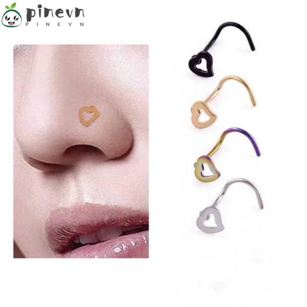 PINEVN Khuyên Mũi Bằng Thép Phẫu Thuật Hình Trái Tim Rỗng Cho Nam Và Nữ