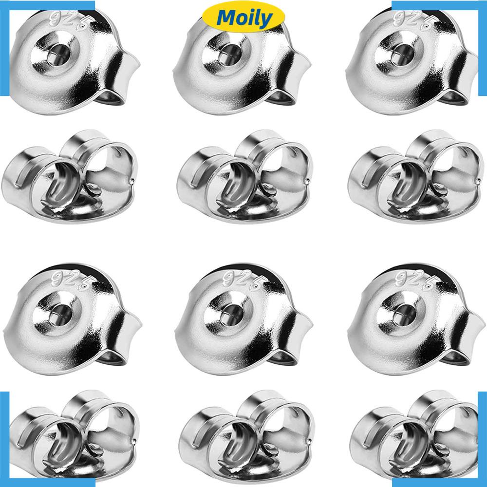 MOILYVN Bông Tai Bạc Dạng Xỏ Hình Tròn Không Gây Dị Ứng 5mm Thay Thế Cho Lưng Bông Tai