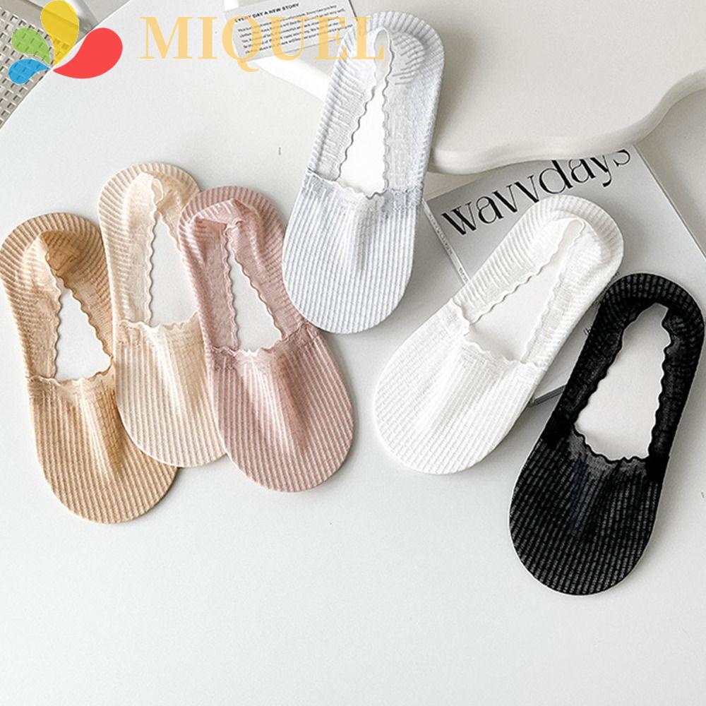 MIQUEL Vớ Thuyền Siêu Mỏng Cổ Thấp Màu Sắc Trơn Phong Cách Harajuku Cho Nữ