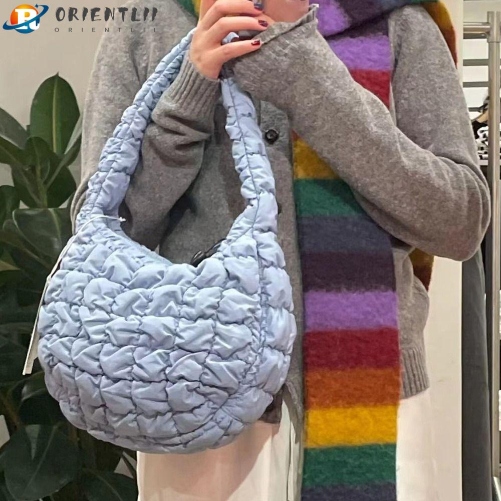 ORIENTLII Túi Xách Tay Hoa Văn Kẻ Ô Chất Liệu Cotton Dành Cho Nữ