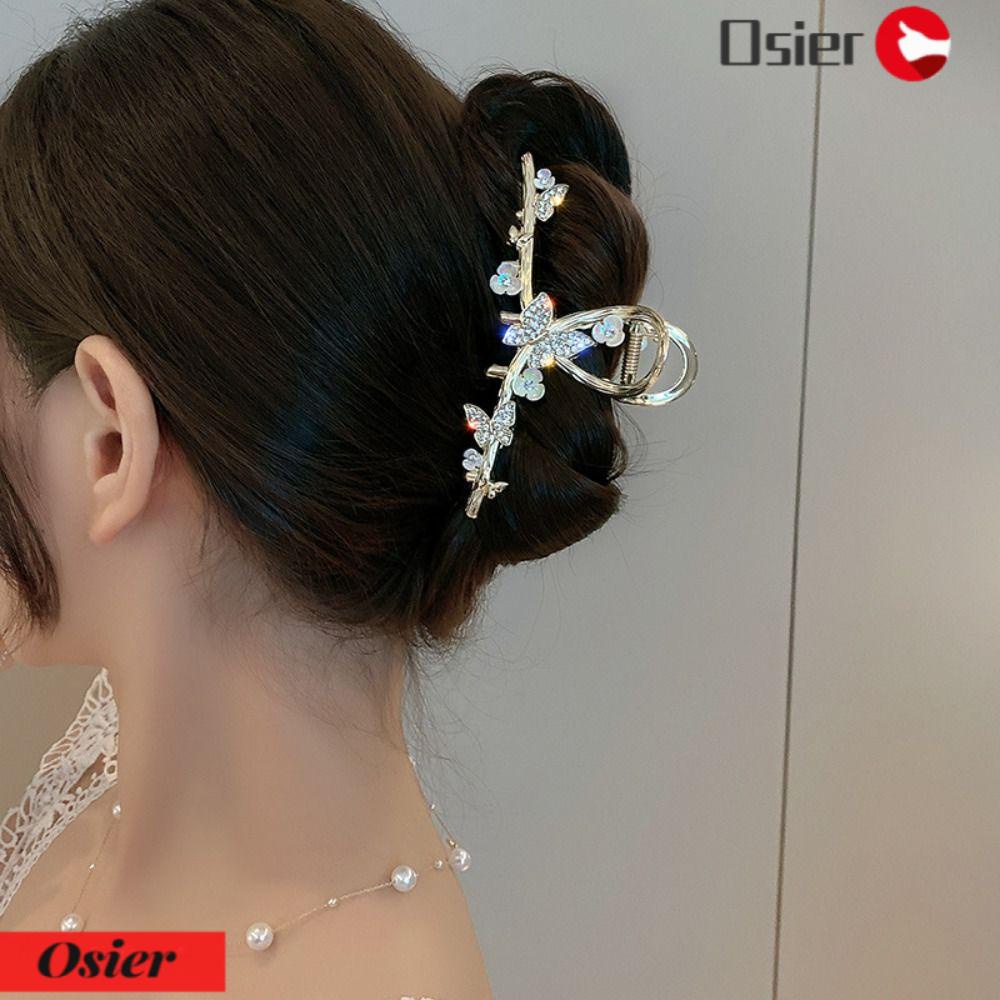 OSIER1 Kẹp Tóc Hình Cá Mập Đính Đá Phong Cách Retro Cho Nữ