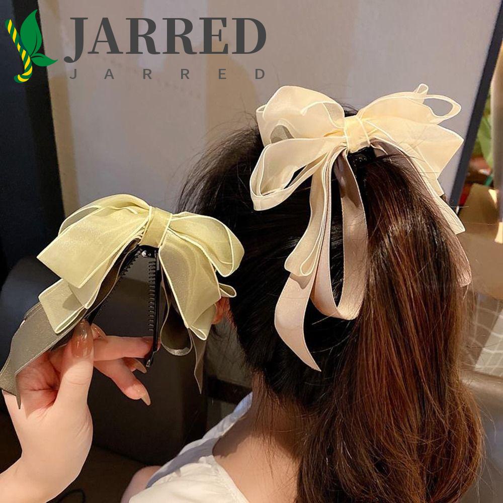 JARRED Kẹp Tóc Nơ Ruy Băng Phong Cách Đại Học Cho Nữ
