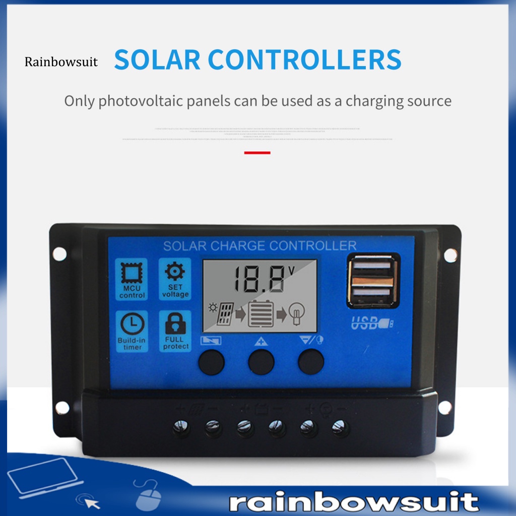 Thiết Bị Điều Khiển Sạc Pin Năng Lượng Mặt Trời Tự Động Đầu Ra USB Kép Màn Hình LCD An Toàn Cho Nhà Ở