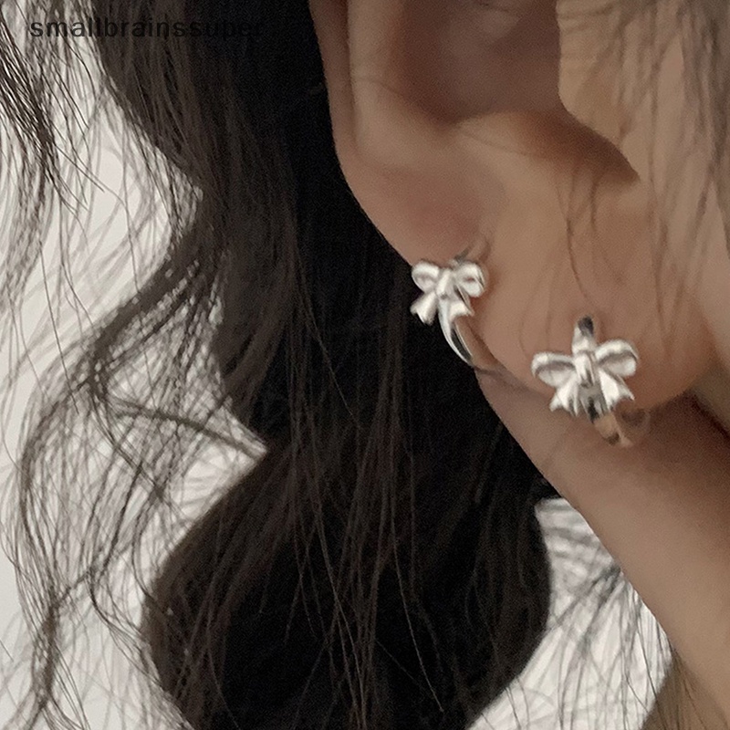 1 Đôi Bông Tai Hình Nơ Bằng Kim Loại Phong Cách Harajuku Vintage Y2k