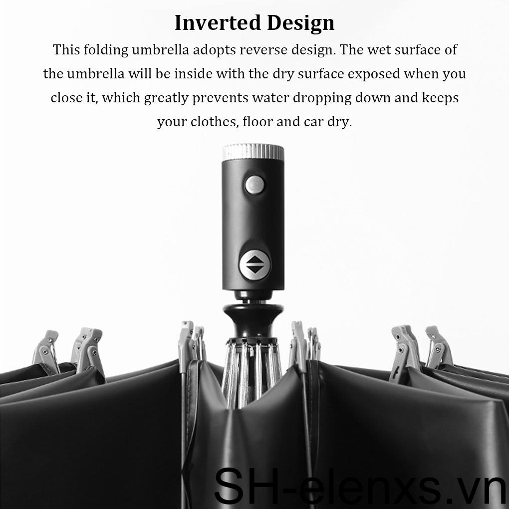 Dù Gấp Tự Động Có Đèn Pin LED Kẻ Sọc Phản Quang Thích Hợp Làm Quà Tặng Du Lịch Cho Nam Và Nữ