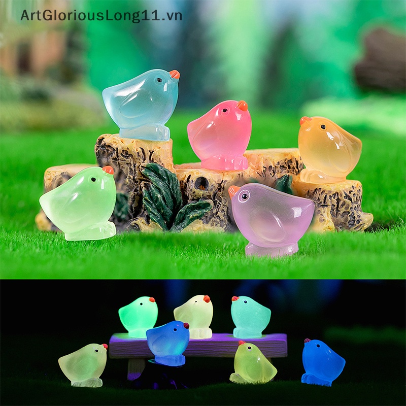 Set 1 / 5 Chú Gà Con Mini Bằng Nhựa Resin Màu Vàng Dạ Quang Trang Trí Bảng Điều Khiển Xe Hơi DIY