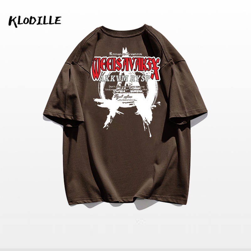 KLODILLE  Áo Thun Tay Ngắn Dáng Rộng Chất Liệu 100% Cotton Cao Cấp Thời Trang Theo Phong Cách Hàn Quốc Cho Nam Local Brand