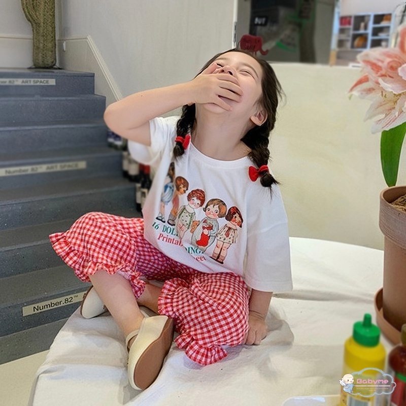 Quần Dài Ống Loe Họa Tiết Caro Chống Muỗi Cho Bé Gái
