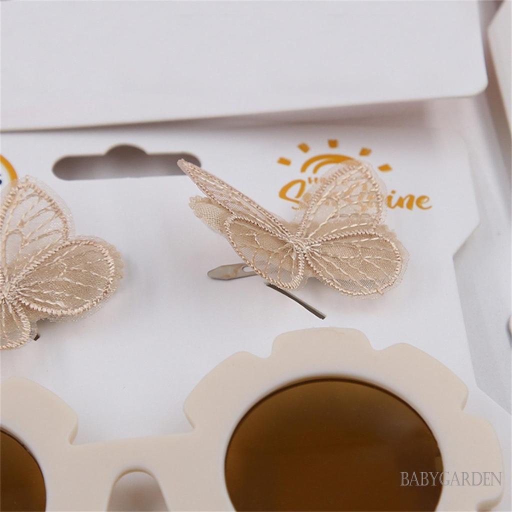/ / Bộ Kẹp Tóc Kính Mát Hình Bướm / Hoa Hướng Dương Hoạt Hình Cho Bé Gái Dự Tiệc
