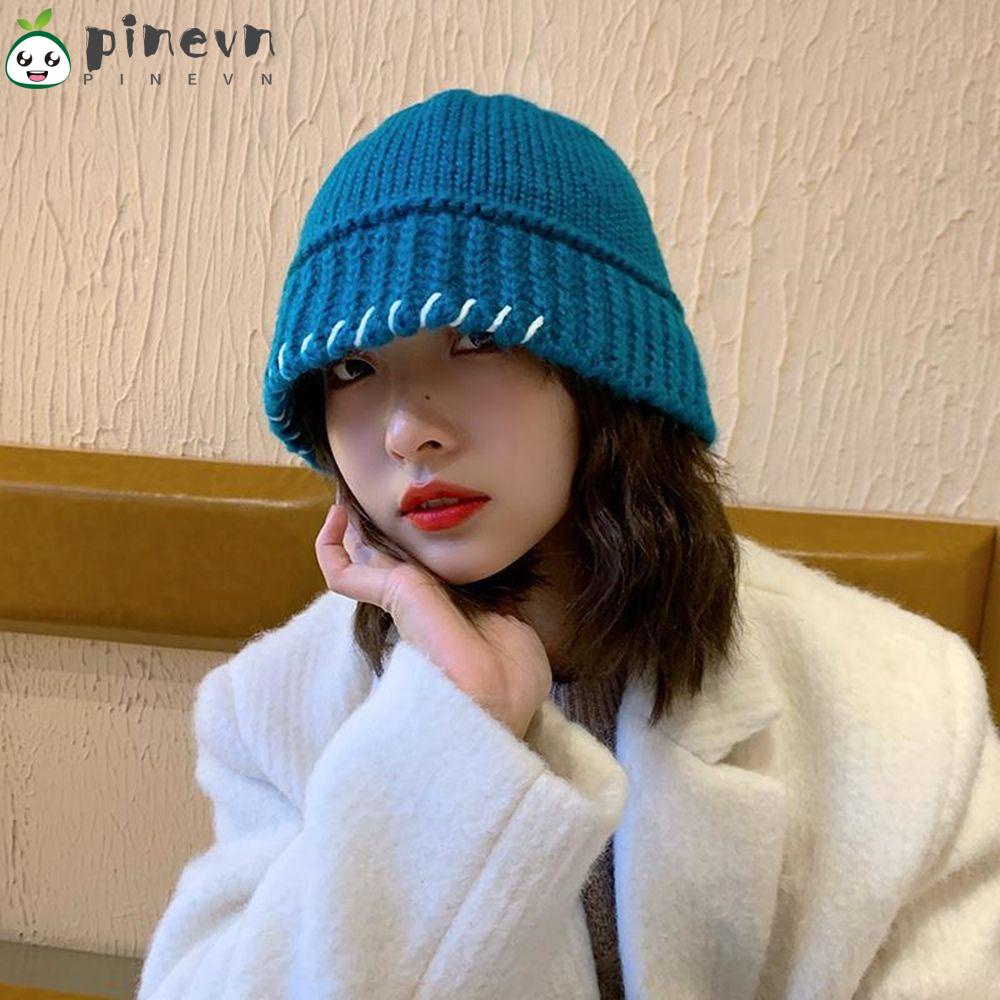 PINEVN Mũ Len Tai Bèo Họa Tiết Kẻ Sọc Phong Cách Hip Hop