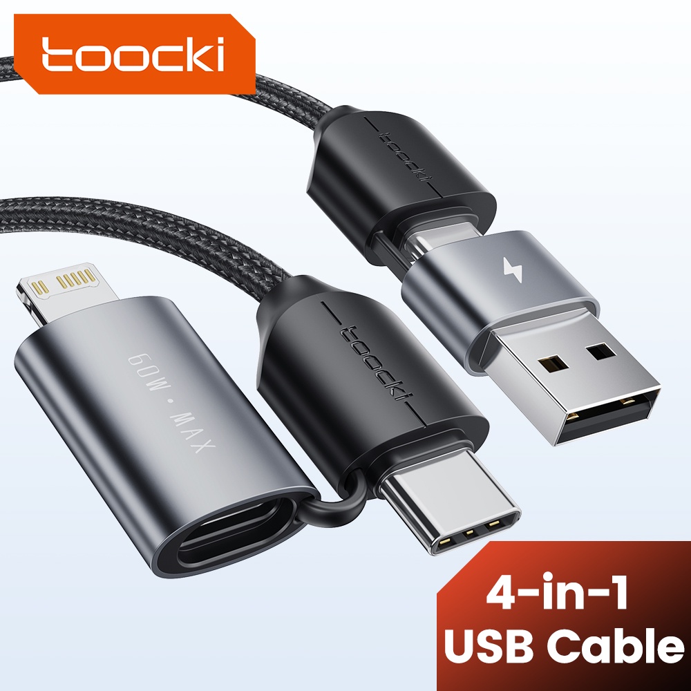 Cáp Sạc Nhanh Toocki 4 Trong 1 100W Cổng USB Type C / USB / Os PD