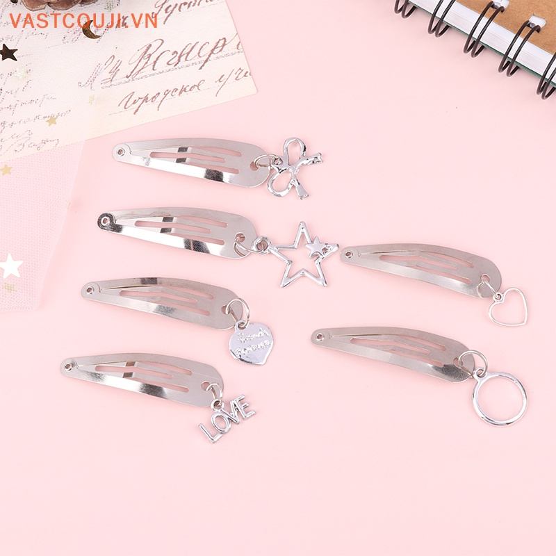 Bộ 2 Kẹp Tóc Kim Loại Đính Mặt Ngọt Ngào Cho Nữ