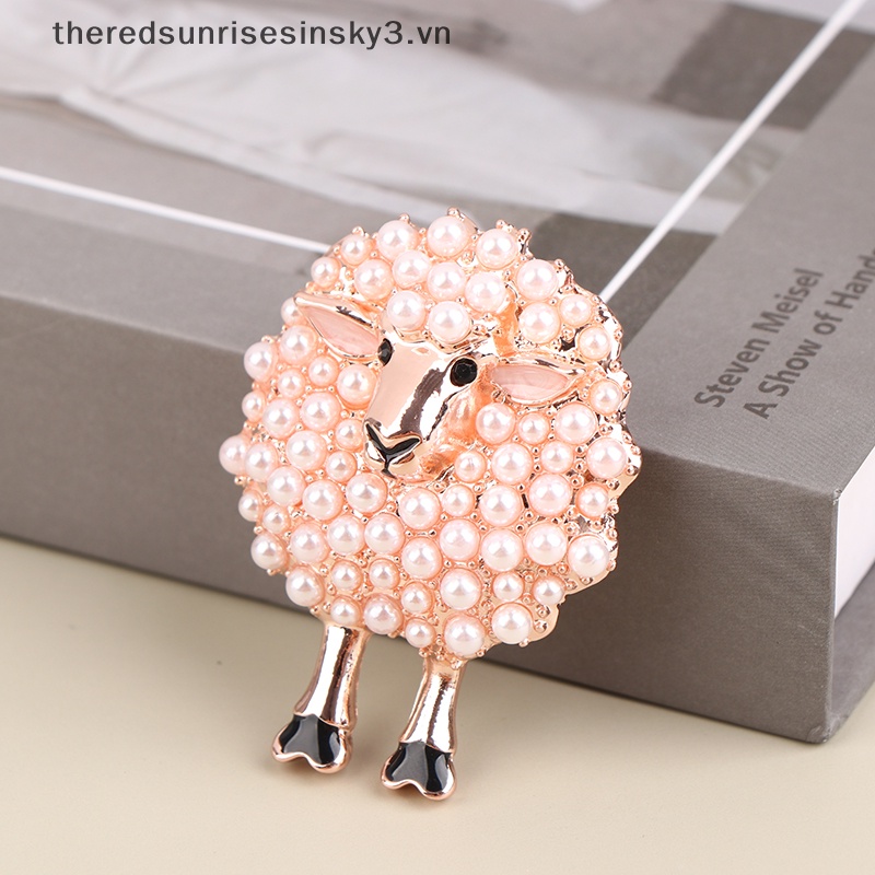 Ghim Cài Áo Hình Chú Cừu May Mắn Đính Ngọc Trai Giả Bằng Hợp Kim Thời Trang