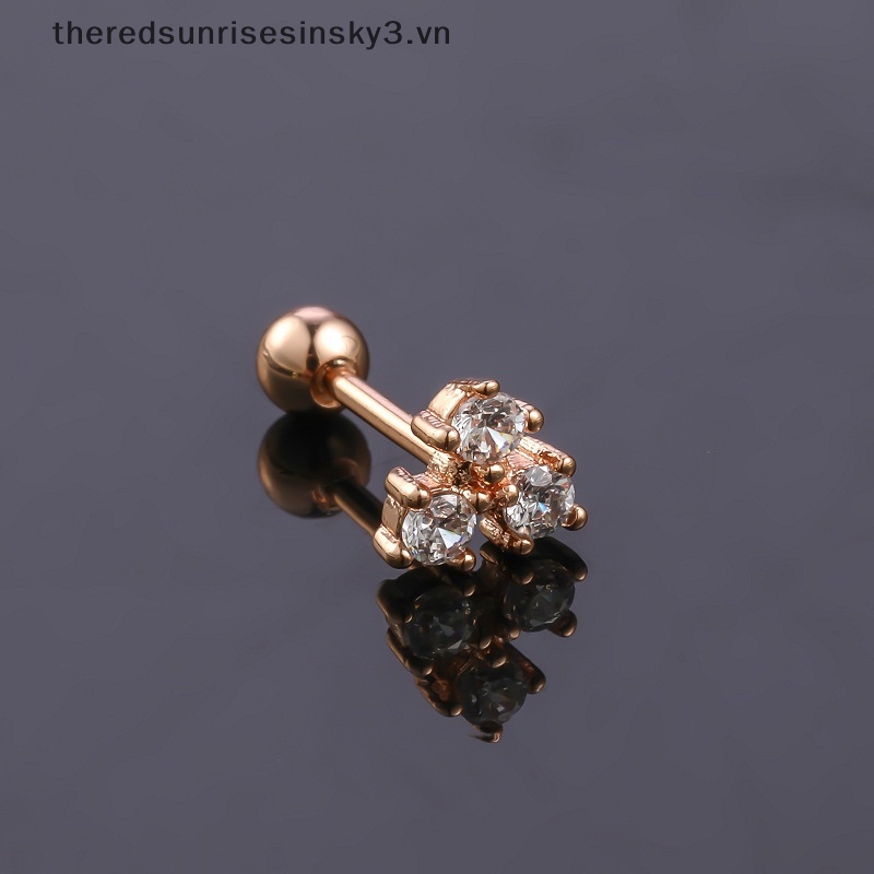 1 Đôi Khuyên Tai Hình Hoa Zircon Thời Trang Cho Nữ