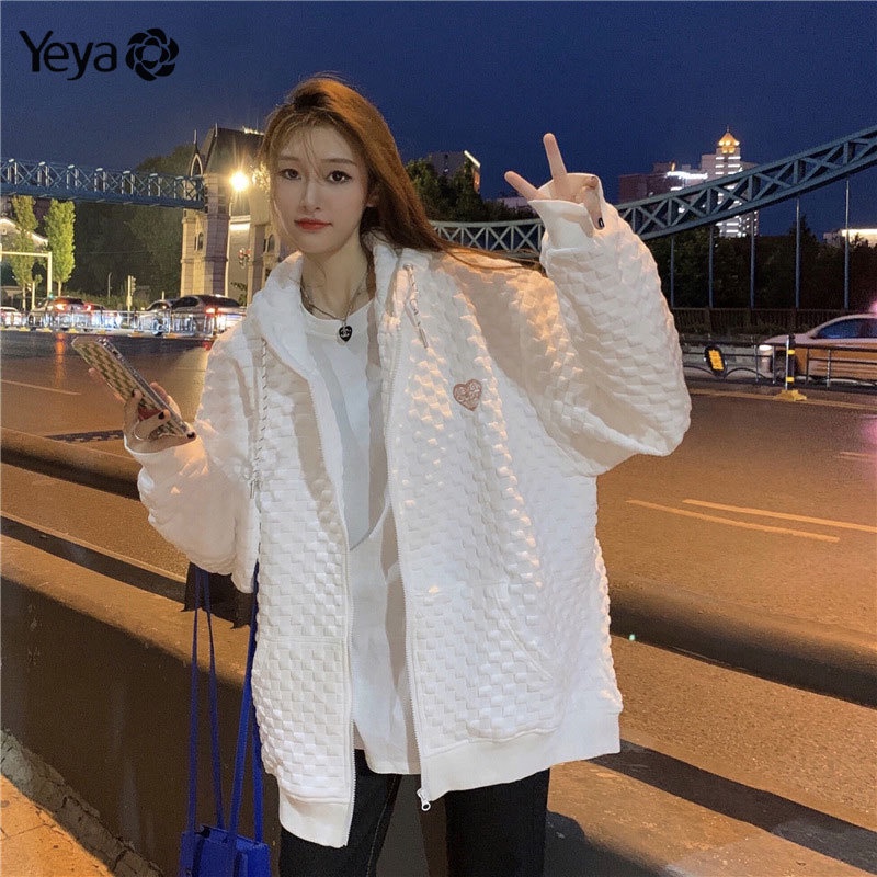 Yeya Áo Khoác sweater Mỏng Có Khóa Kéo Phong Cách Hàn Quốc Mới Cho Nữ