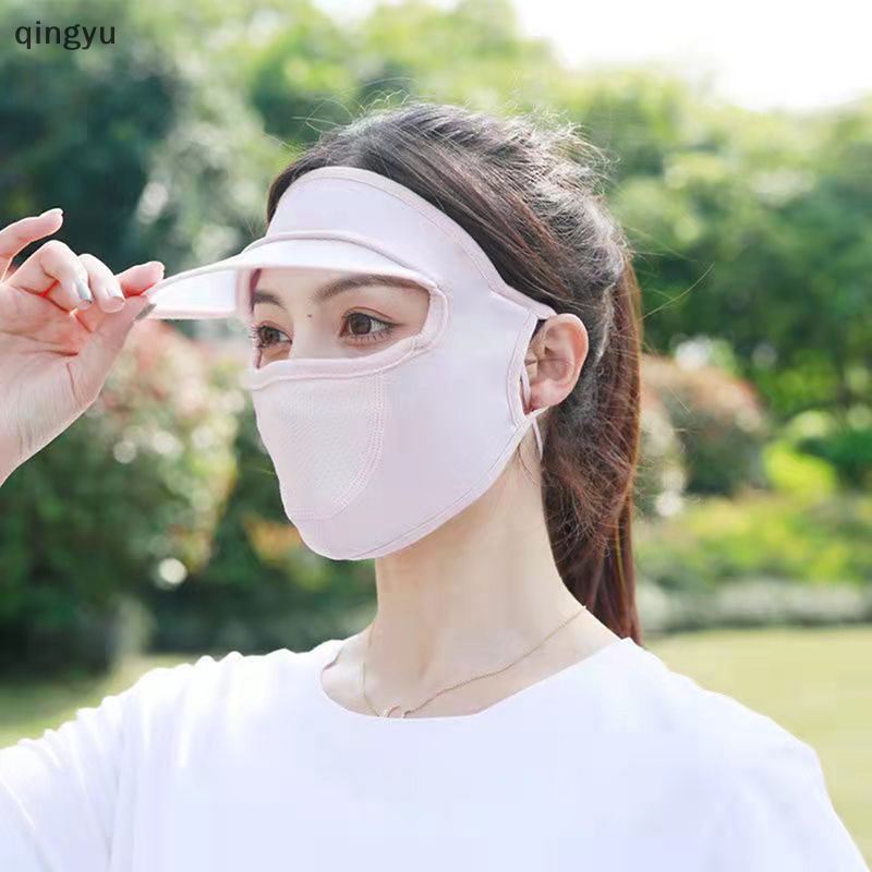 Khẩu Trang Lụa Lạnh Mỏng Thoáng Khí Dài Toàn Diện Chống Tia UV Bảo Vệ Mặt Và Cổ Cho Nữ