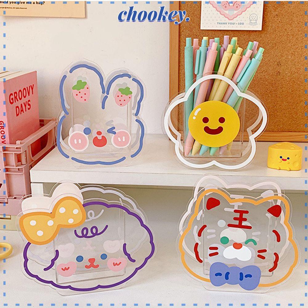 CHOOKEY Hộp Đựng Bút Bằng Acrylic Họa Tiết Hoạt Hình Dễ Thương Đa Năng Tiện Dụng Cho Văn Phòng