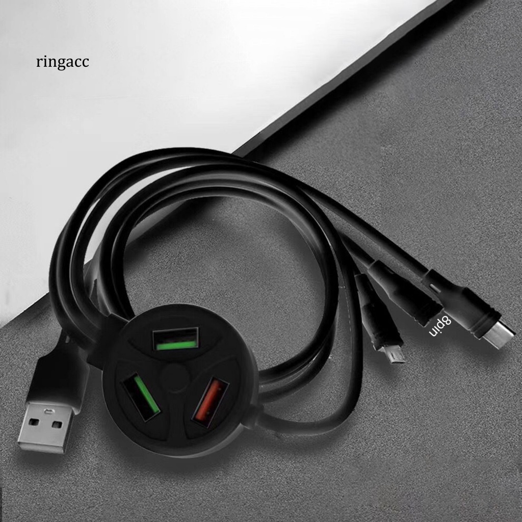 Dây Cáp Sạc Nhanh Ba Cổng USB 6 Trong 1 Màu Trơn