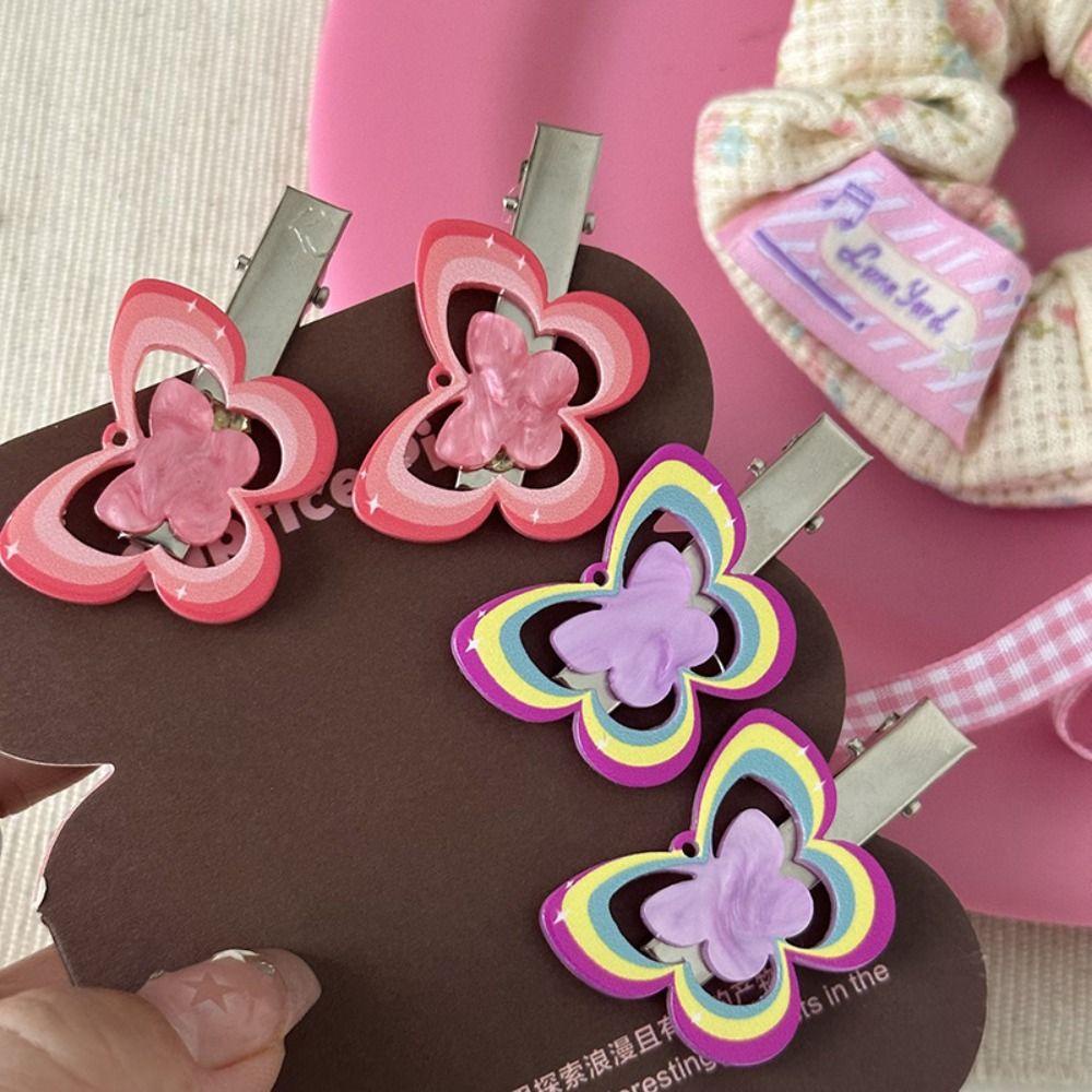 MIQUEL Set 2 Kẹp Bướm Bb Y2k Phong Cách Ins Thanh Lịch Nhiều Màu Sắc Dành Cho Tiệc Tùng