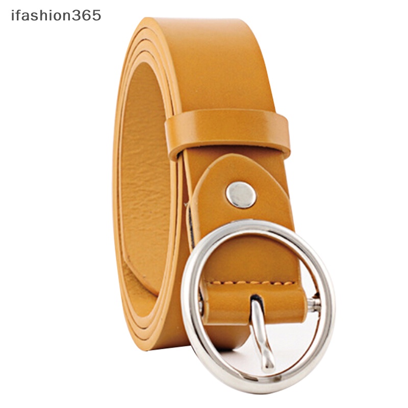 Thắt Lưng Da Màu Trơn Khóa Kim Loại Tròn Phong Cách Boho Cổ Điển Thời Trang ifashion365 Cho Nữ