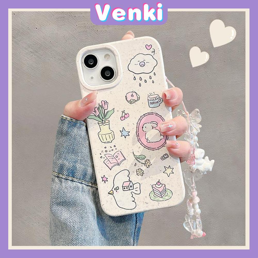 Venki - Dành Cho iPhone 11 Ốp Lưng iPhone Vỏ Rơm Thân Thiện Với Môi Trường Có Thể Phân Hủy Trơn Hoa Thỏ Dễ Thương Tương thích với iPhone 14 Pro max 13 Pro max 12 Pro Max 11 xr xs max 7Plus 8Plus