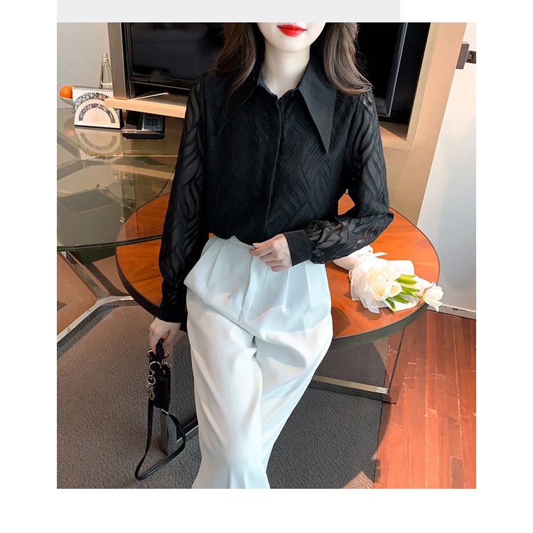 Áo Sơ Mi Chiffon Tay Dài Dáng Rộng Phong Cách Hàn Quốc Thời Trang Mới Cho Nữ