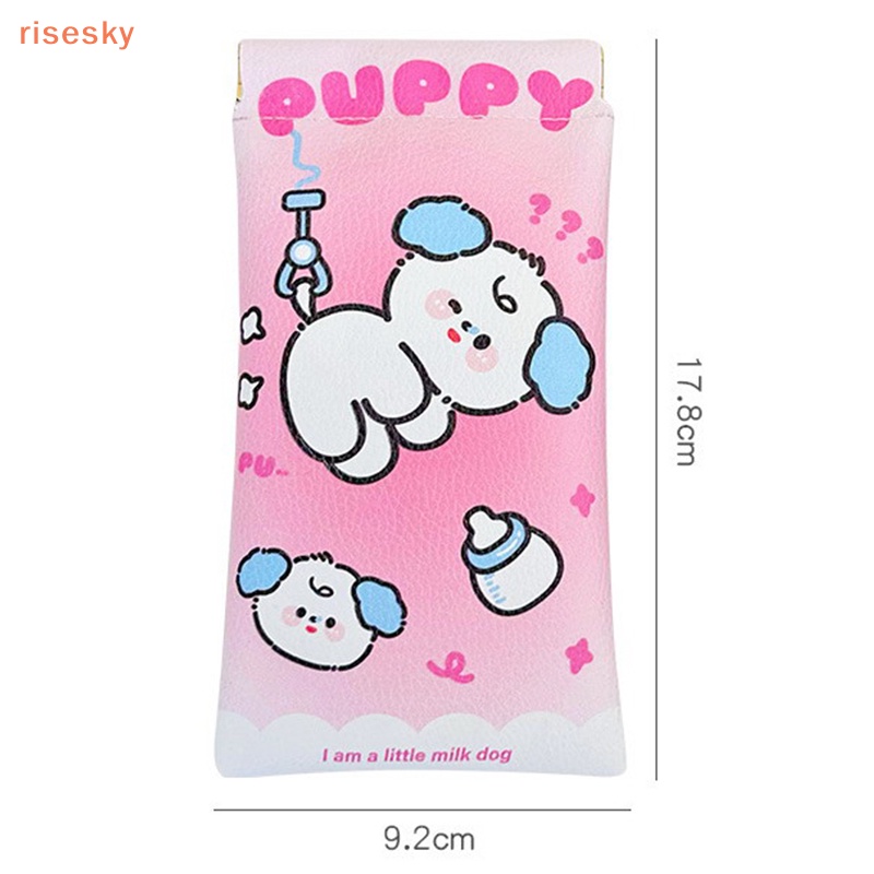 Hộp Đựng Mắt Kính Bằng Da PU Họa Tiết Hoạt Hình Chú Chó Dễ Thương Tiện Dụng Cho Học Sinh