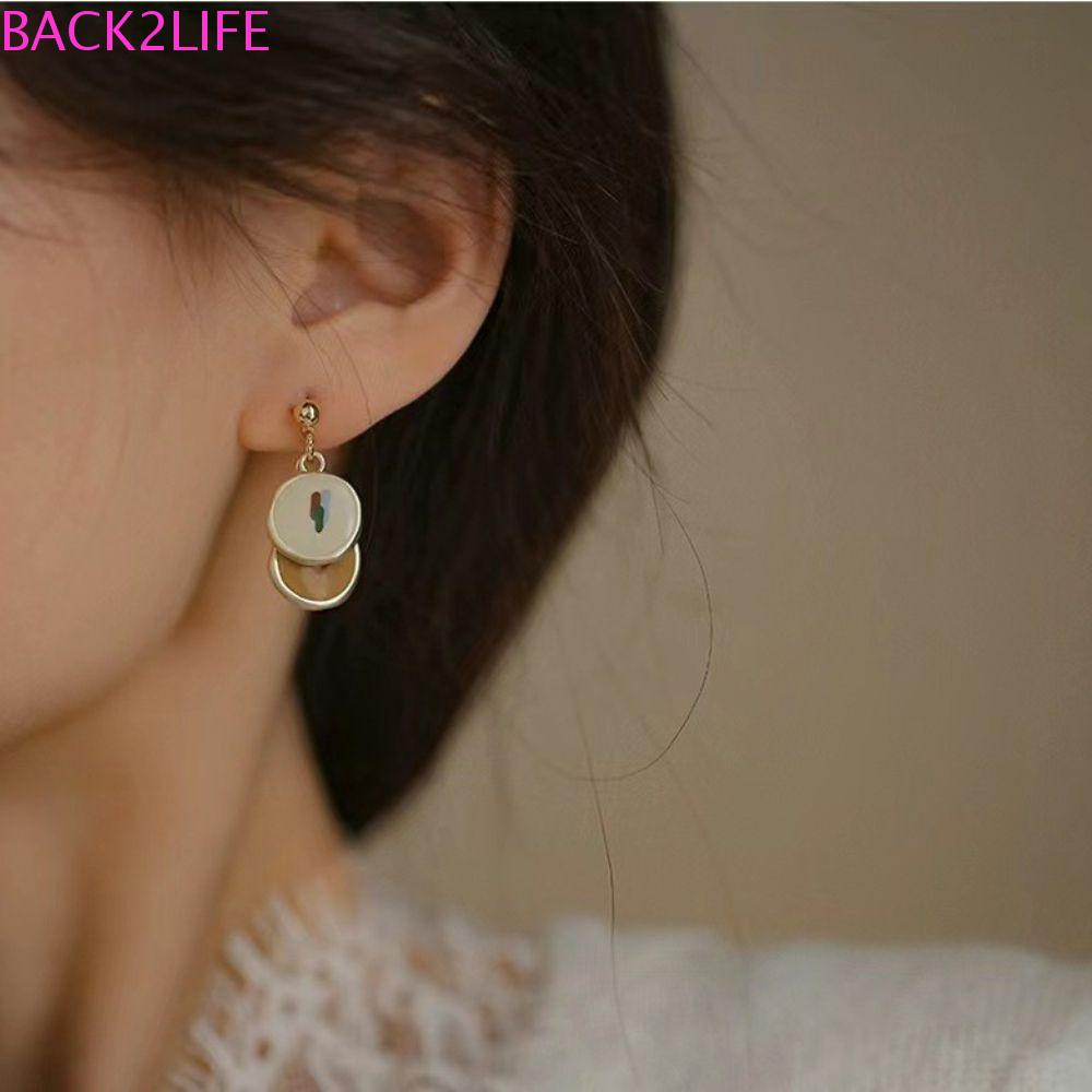 BACK2LIFE Khuyên Tai Bất Đối Xứng Bằng Kim Loại Hình Tranh Sơn Dầu Màu Sắc Retro