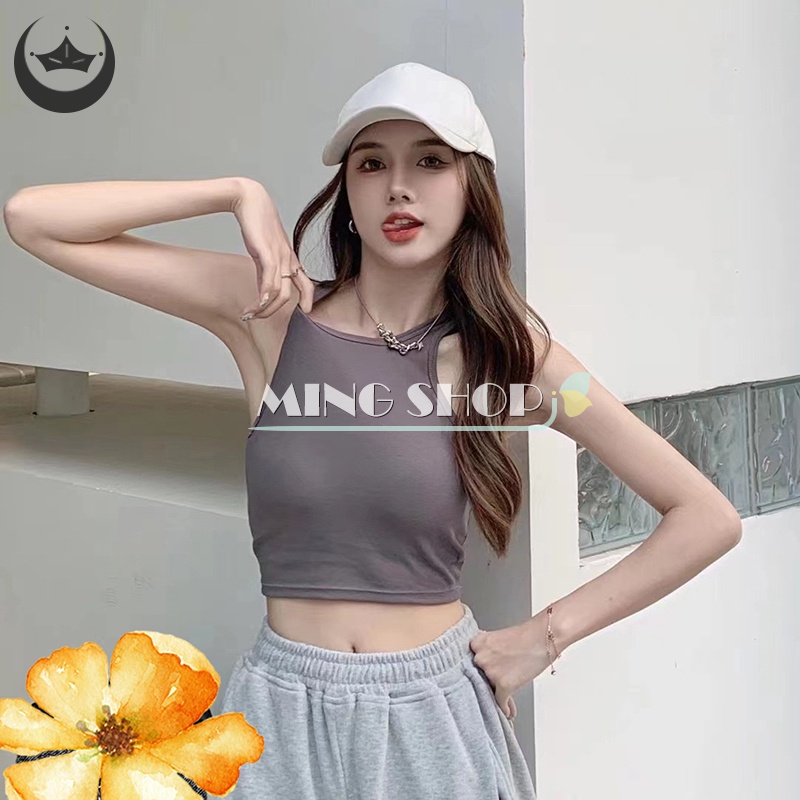 Áo Thể Thao Không Tay Cổ Tròn Màu Sắc Đơn Giản Cho Nữ