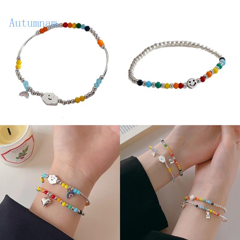 Vòng Tay Chuỗi Hạt Co Giãn Mặt Trái Tim Thời Trang Cho Nữ