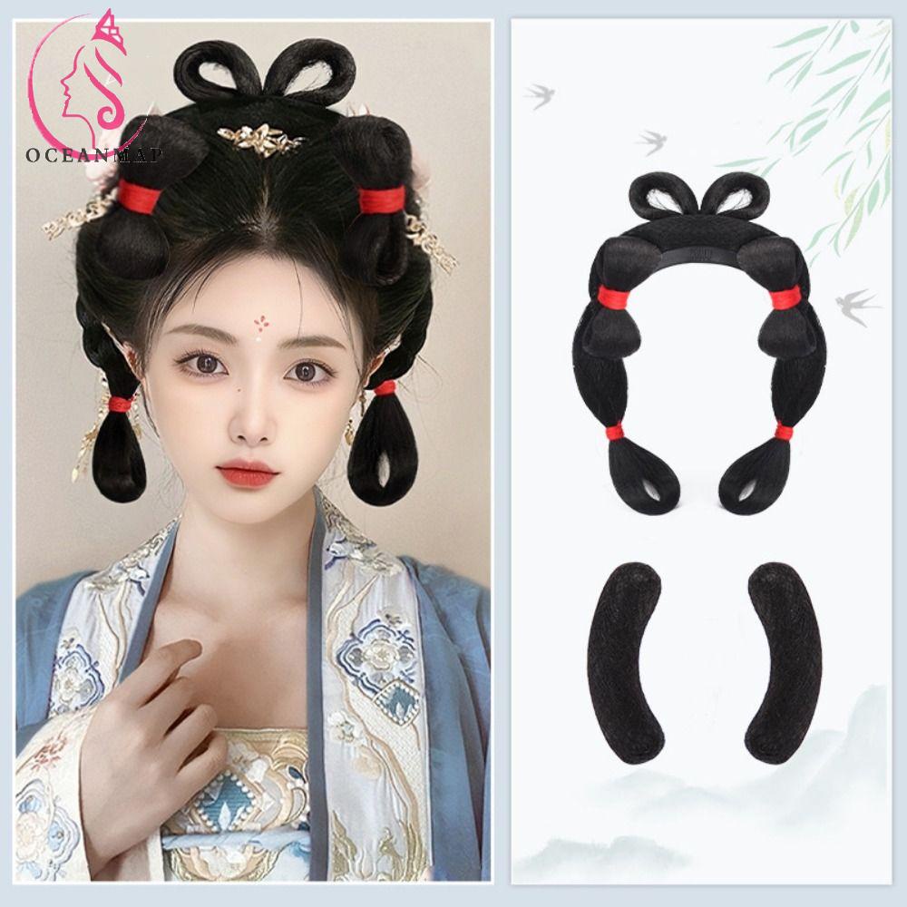 OCEANMAP Tóc Giả Mềm Mại Kiểu Hán Phục Trung Hoa Cổ Điển Ngọt Ngào Tự Nhiên