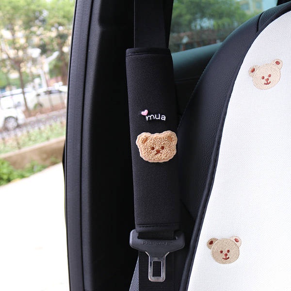 Car Safety Belt Shoulder Pad Ice Silk Cute Bear Safety Belt Protective Case Lengthened inside the Car Top Decoration Female gXEV