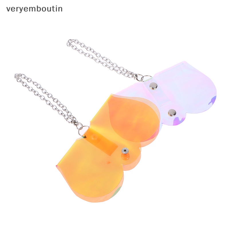 1 Hộp Đựng Mắt Kính Bằng PVC Trong Suốt Phối Dây Xích Kim Loại Độc Đáo Thời Trang Cho Nữ