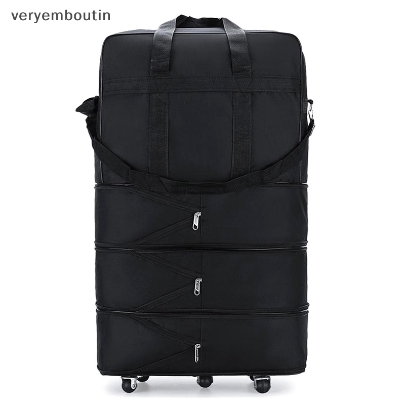 Vali Du Lịch Có Bánh Xe Lăn Nhiều Lớp Màu Đen Dành Cho Nam Nữ