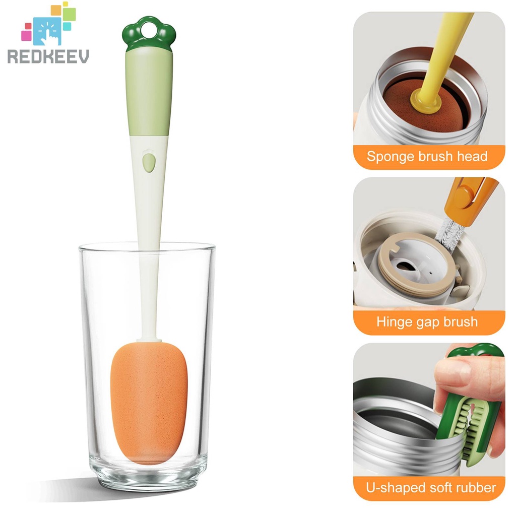 Cọ Rửa Bình Nước 3 Trong 1 Hình Củ Cà Rốt