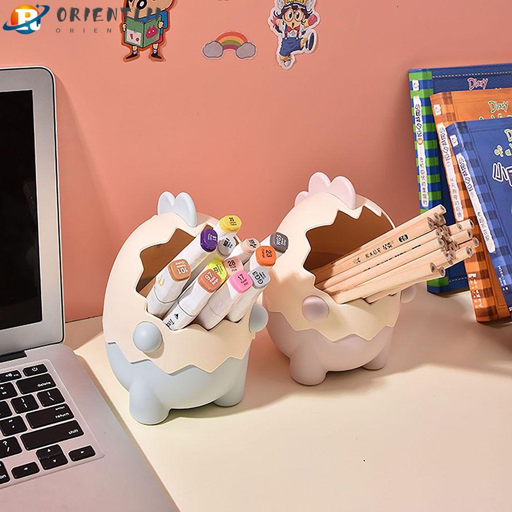 ORIENTLII Ống Đựng Bút Để Bàn Hình Khủng Long Hoạt Hình Dễ Thương Tiết Kiệm Không Gian