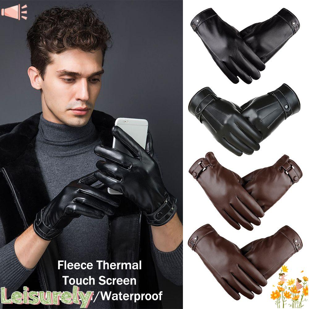 LEILY Găng Tay Lái Xe Bằng Da Chống Thấm Nước Tiện Dụng Dành Cho Nam