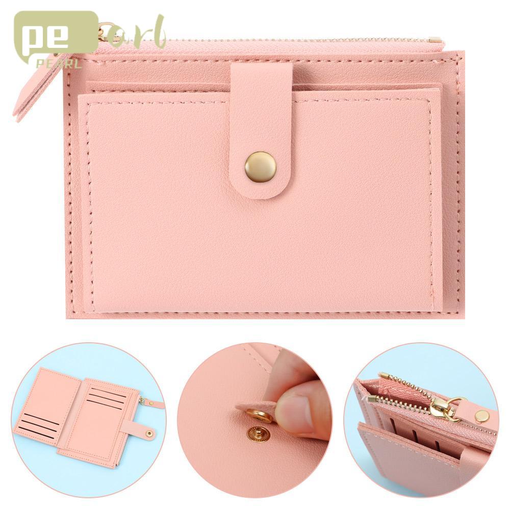 PEARLVN Ví Da PU Mini Màu Trơn Thời Trang