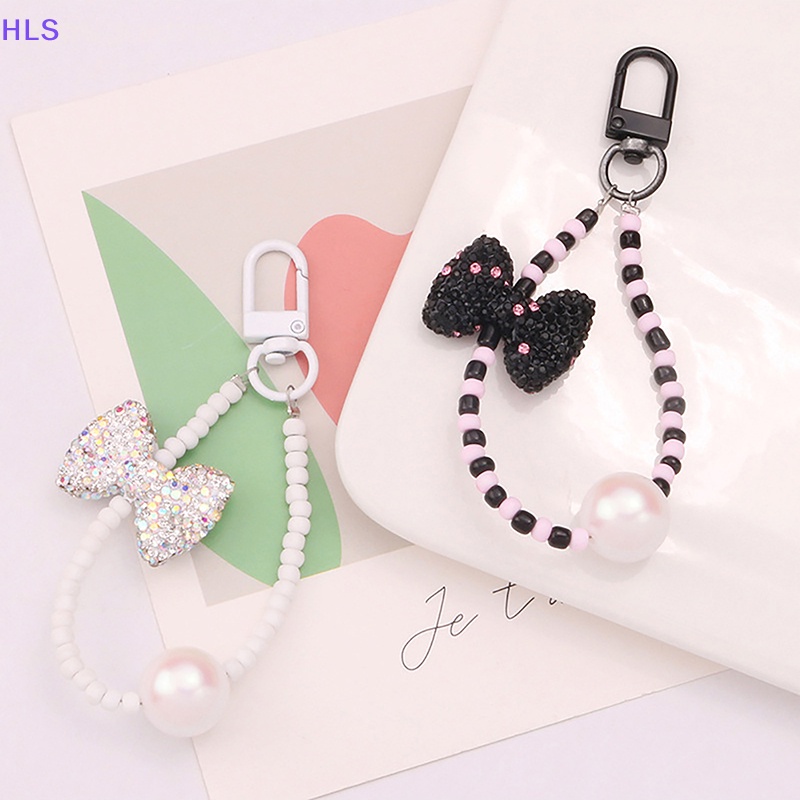 Móc Khóa Đính Hạt Kim Cương / Nơ / Hoa Dễ Thương Dùng Trang Trí Ba Lô / Móc Khóa