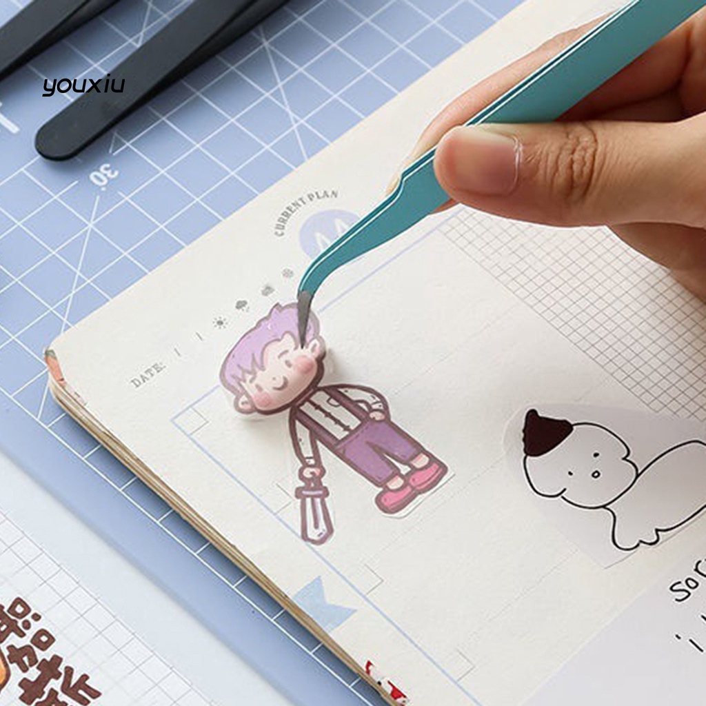 Xy * 2 cái diy tweezer multi-purpose clamp tightly lightweight metal nail art sticker nhíp cong thẳng để chọn