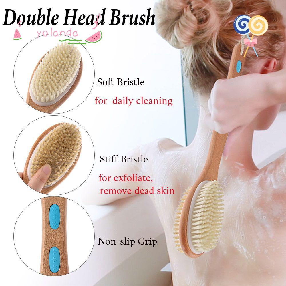 YOLA Bàn Chải Tắm Cán Dài Lông Mềm Tẩy Tế Bào Chết Cơ Thể