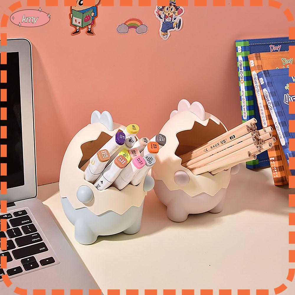 KRNY Hộp Đựng Bút Để Bàn Hình Khủng Long Hoạt Hình Màu Xanh Dương / Hồng Kích Thước Nhỏ Tiết Kiệm Không Gian Cho Phòng Ngủ