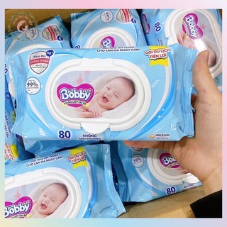 [ Mẫu mới-Date mới] Khăn ướt Bobby không mùi 80/100 Miếng