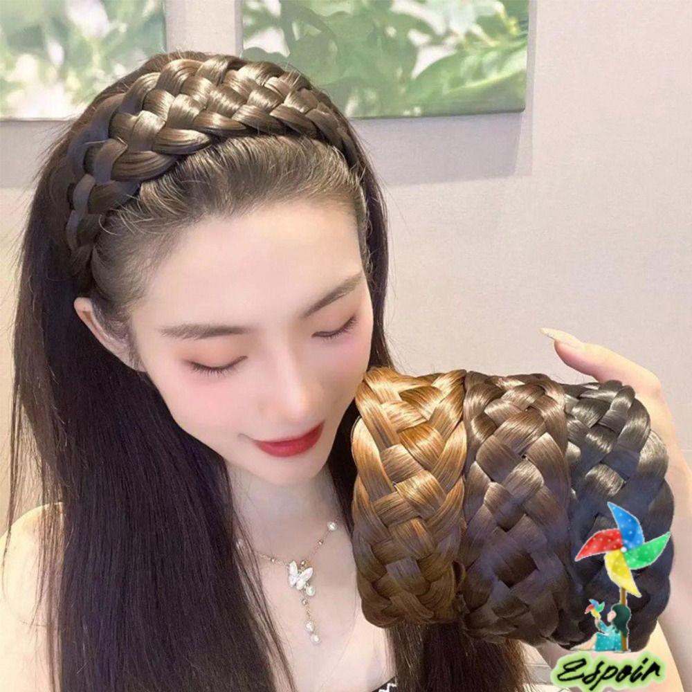 ESPO Cài Tóc Giả Thắt Bím Bản Rộng Dày Dặn Cho Nữ