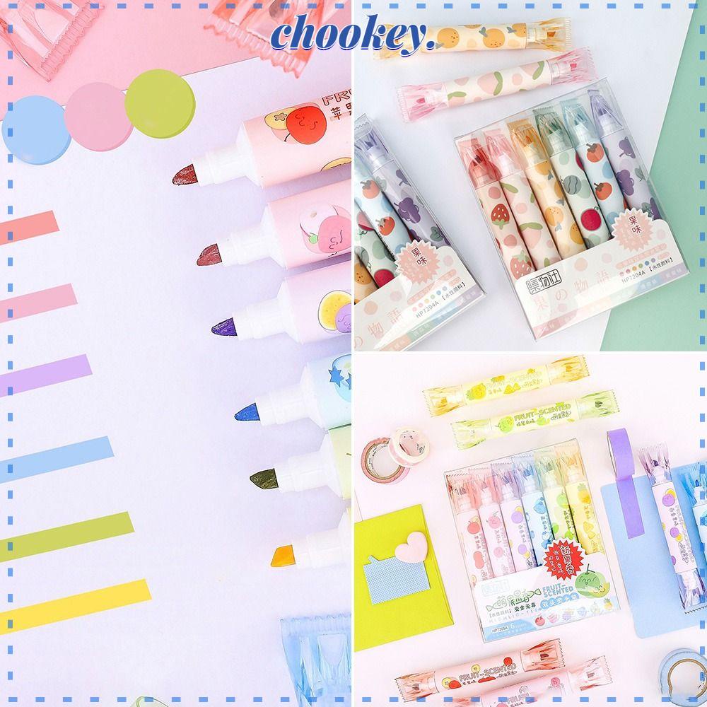 CHOOKEY Set 6 Bút Đánh Dấu Hai Đầu Nhiều Màu Sắc Dùng Trong Trường Học / Văn Phòng