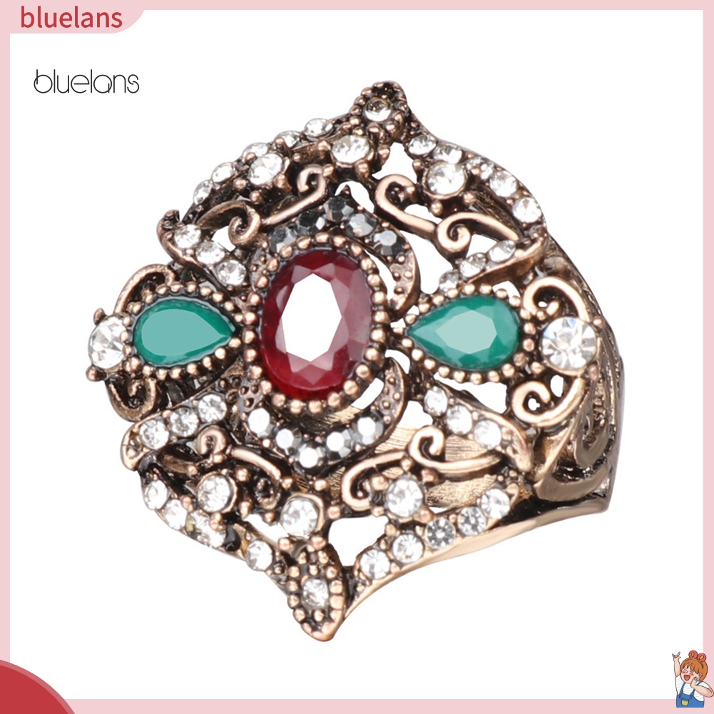 Nhẫn Đính Đá Hình Giọt Nước Phong Cách Retro Sang Trọng Cho Nữ