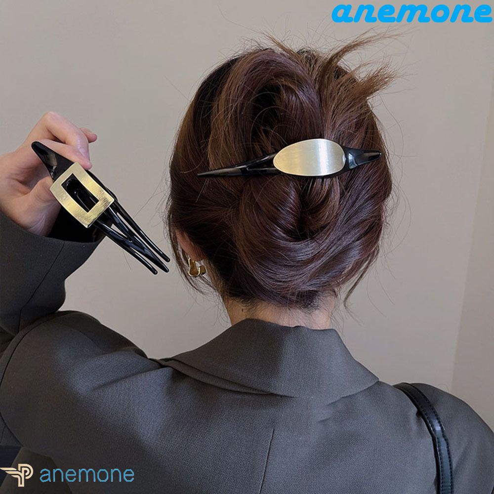 ANEMONE Kẹp Tóc Đuôi Ngựa Kim Loại Phong Cách Vintage Cho Nữ Giá Đỡ